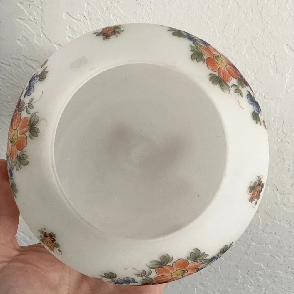 Vintage Norleans Frosted Satin Candy Dish Floral Jar Lidded‎ Hand painted